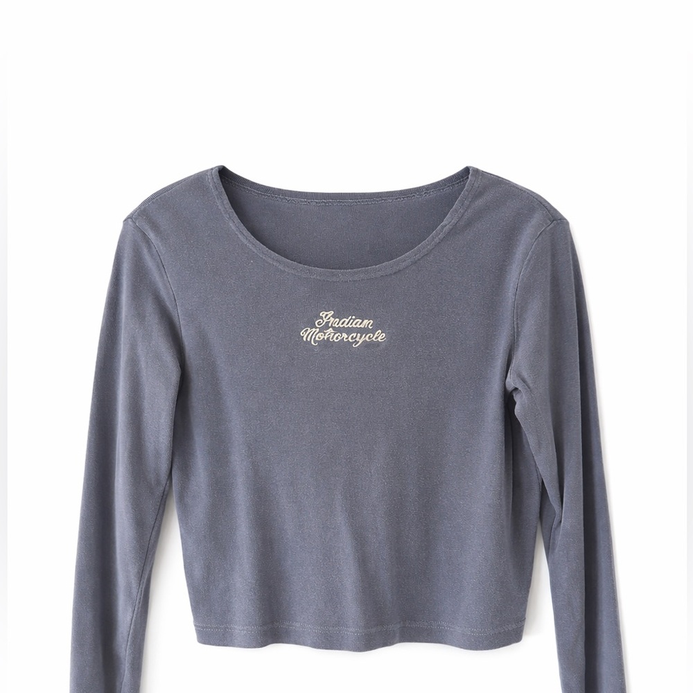 Vintage Y2K Indian Motorcycle Long Sleeve Tee Blue Women’s L